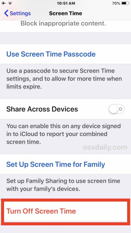Disable Screen Time on iPhone or iPad: