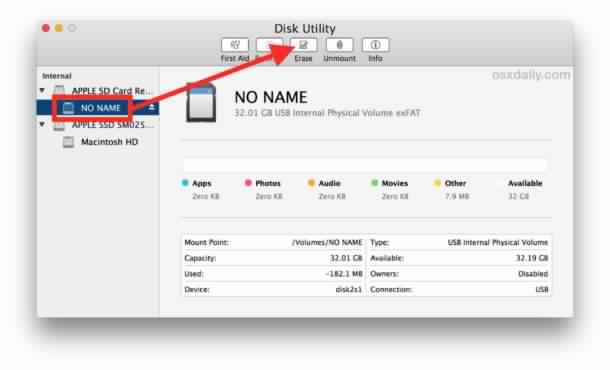 Safely format an SD card on Mac 2019: