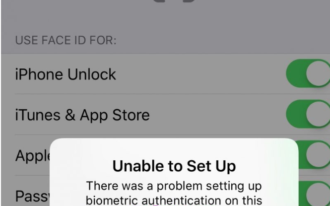 Fix Face ID Unable To Set Up, Biometric Authentication Error in 2019: