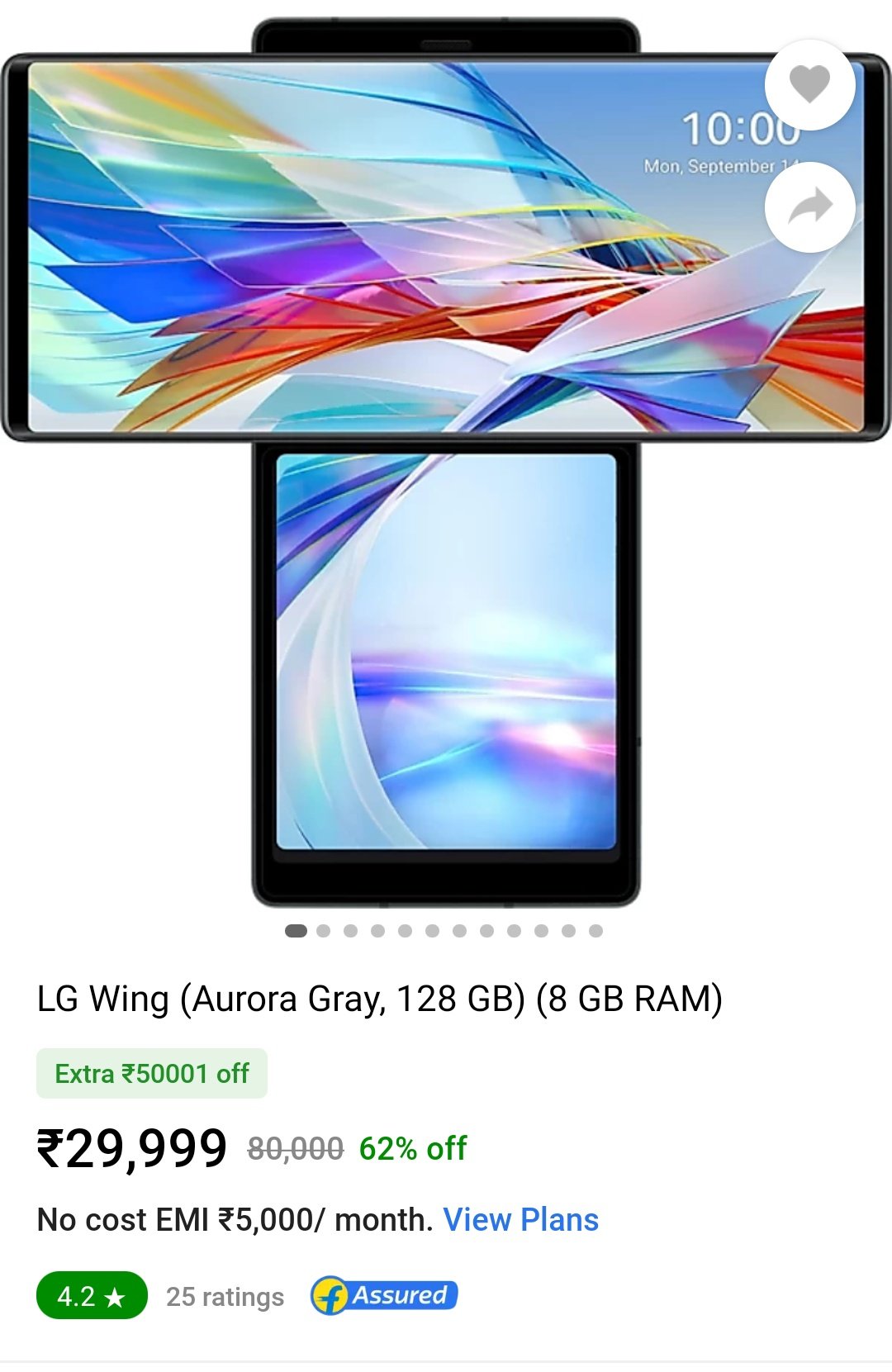 Massive Discount On LG Wing By LG - LG Wing Can Be Purchased For Just Rs. 29,999 via Flipkart