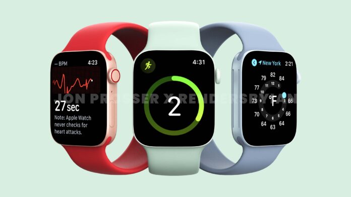 New image renders for the upcoming Apple watch series 7 has been leaked prior to launch showing flat edges & green colour look